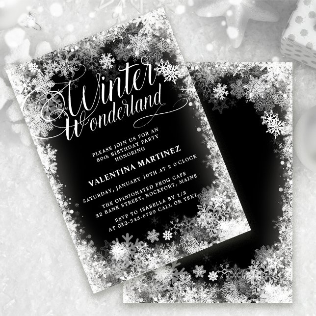 80th Birthday Party Winter Wonderland Snowflake Invitation (Creator Uploaded)
