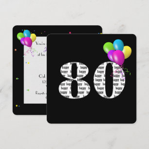 80th Birthday Party with balloon bunch Invitation