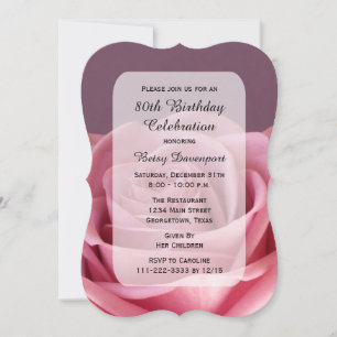 80th Birthday Party with Stunning Rose Invitation