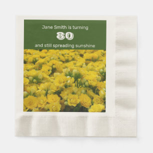 80th Birthday Party Yellow Flowers Celebration Napkin