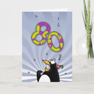 80th Birthday - Penguin Surprise Card