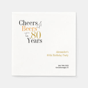 80th Birthday Personalised Cheers and Beers Party Napkin