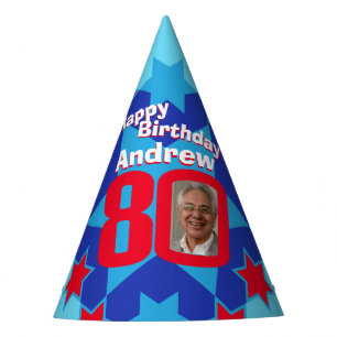 80th birthday personalised photo star name hat