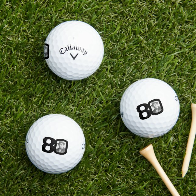 80th birthday photo black and white  golf balls (Insitu Grass)