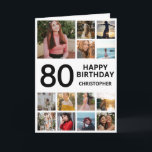 80th Birthday Photo Collage 13 Photos Black White Card<br><div class="desc">80th Happy Birthday Photo Collage 13 Photos Black and White Birthday Card for Any Age. 1st 13th 15th 16th 18th 20th 21st 30th 40th 50th 60th 70th 80th 90th 100th,  Any Ages. For further customisation,  please click the "Customise it" button and use our design tool to modify this template.</div>