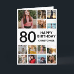 80th Birthday Photo Collage 13 Photos Black White Card<br><div class="desc">80th Happy Birthday Photo Collage 13 Photos Black and White Birthday Card for Any Age. 1st 13th 15th 16th 18th 20th 21st 30th 40th 50th 60th 70th 80th 90th 100th,  Any Ages. For further customisation,  please click the "Customise it" button and use our design tool to modify this template.</div>