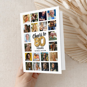 80th Birthday Photo Collage Card