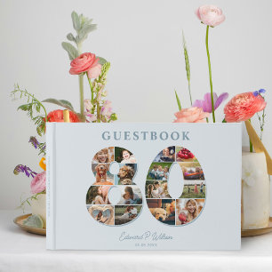 80th Birthday Photo Collage Milestone Guestbook