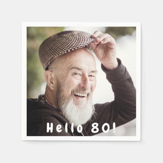 80th birthday photo guys men napkin (Front)