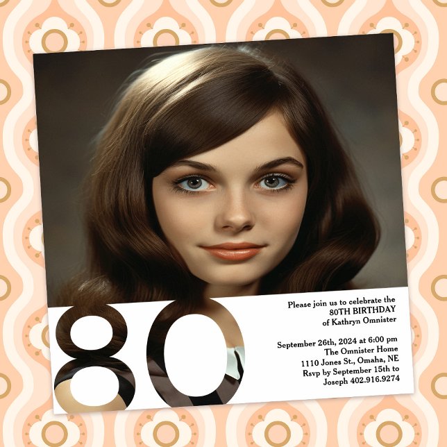 80th Birthday Photo Invitation - 5.25 x 5.25 (Creator Uploaded)