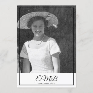 80th Birthday Photo Monogram Elegant Birthday Invitation