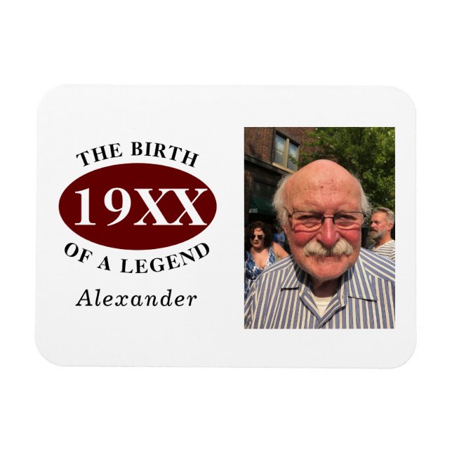80th Birthday Photo Template Birth Of A Legend Magnet (Horizontal)