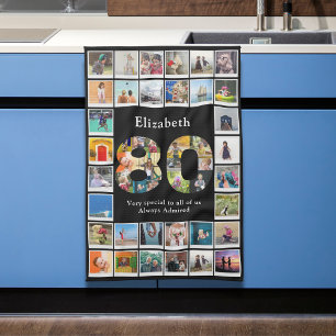 80th Birthday Photo Template Tea Towel