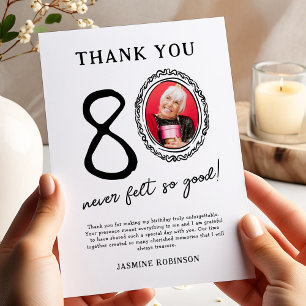 80th Birthday Photo Thank You Card