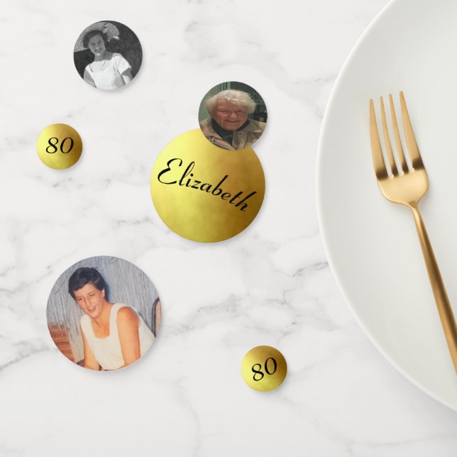 80th Birthday Photos Gold Colour Fun Confetti (Group)