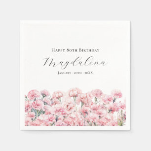 80th Birthday Pink Carnation January Birth Flower Napkin