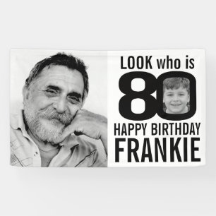 80th birthday pink look 80 custom photo now then banner
