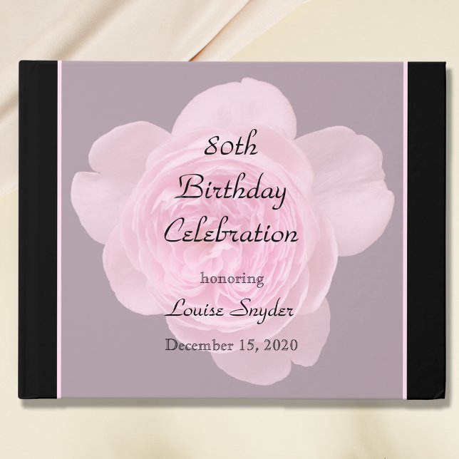 80th Birthday Pink Rose Guest Book (Creator Uploaded)