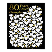 80th Birthday Poster -80 Years Loved