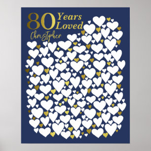 80th Birthday Poster - 80 Years Loved Reasons