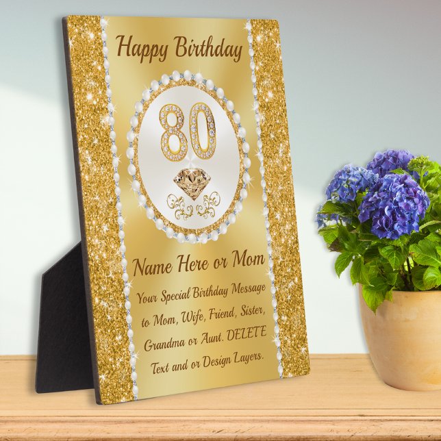 80th Birthday Presents for Grandma, Mum, Her, Plaque (Creator Uploaded)