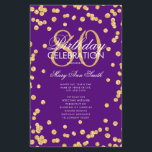 80th Birthday Program Gold Purple Glitter w/ Menu<br><div class="desc">Elegant "Birthday Party Program" design with Glitter Confetti in Gold & Purple w/ custom text.</div>