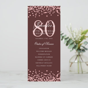 80th Birthday Program Thanks Rose Gold Burgundy Invitation