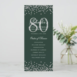 80th Birthday Program Thanks Silver Green Invitation