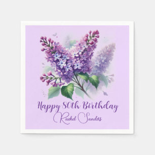 80th Birthday Purple Lilac Flowers Spring Napkin