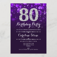 80th Birthday - Purple Silver