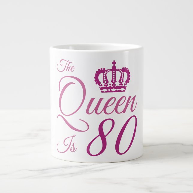 80th Birthday Queen Large Coffee Mug (Front)