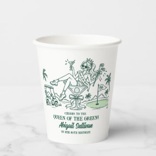 80th Birthday Queen of the Green Funny Golf Paper Cups