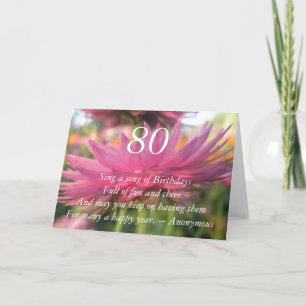 80th Birthday Quote Pink Paper Daisy Card