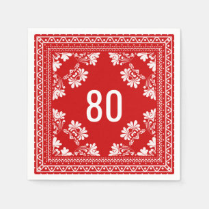 80th Birthday Red Bandanna Napkin