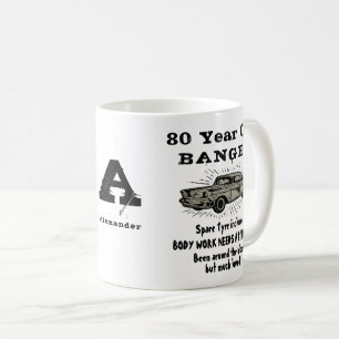 80th birthday Retro funny Car Monogram For Men Coffee Mug