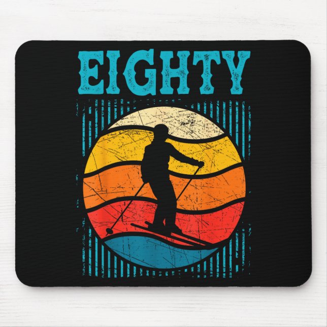 80th birthday retro ski skiing 80 year old men mouse mat (Front)