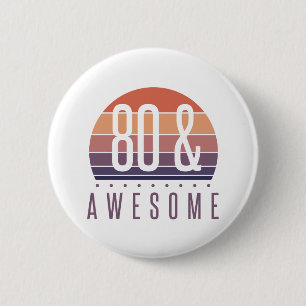 80th Birthday Retro Sunset 6 Cm Round Badge