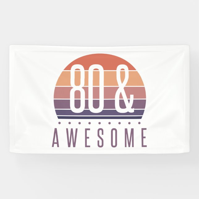 80th Birthday Retro Sunset Banner (Horizontal)