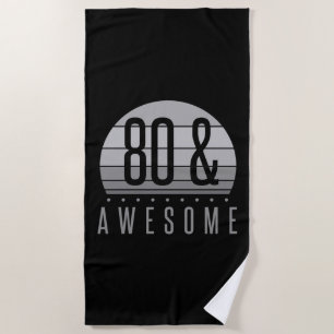 80th Birthday Retro Sunset Beach Towel