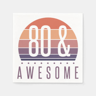 80th Birthday Retro Sunset Napkin