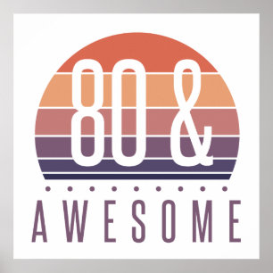 80th Birthday Retro Sunset Poster