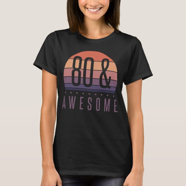 80th Birthday Retro Sunset T-Shirt (Front)