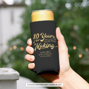 80th Birthday Retro Years in the Making Name Seltzer Can Cooler