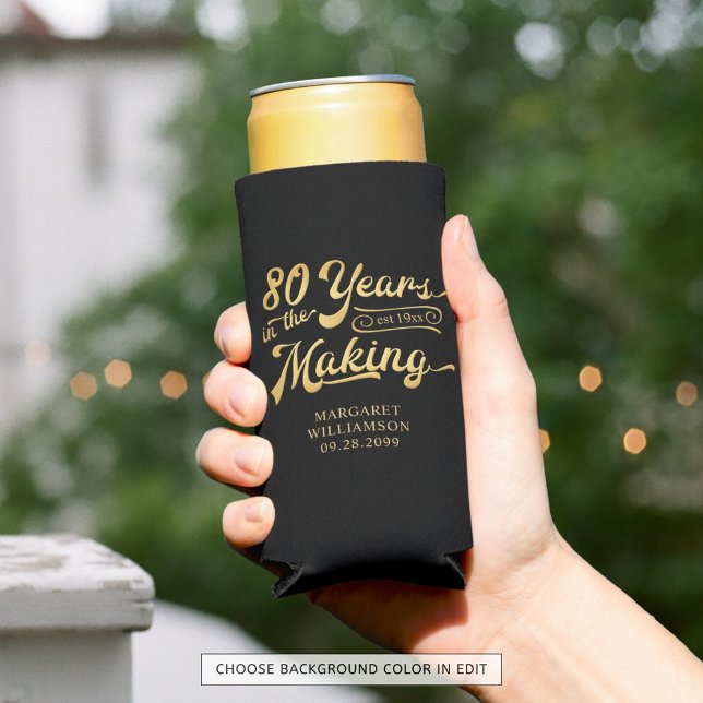 80th Birthday Retro Years in the Making Name Seltzer Can Cooler (Creator Uploaded)