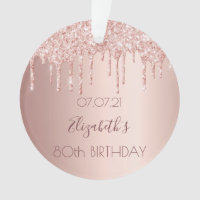 80th birthday rose gold blush pink drips