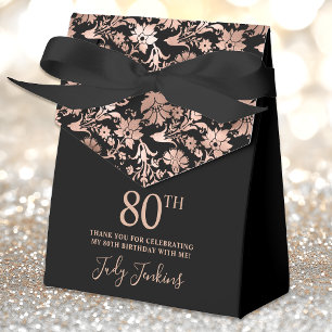 80th Birthday Rose Gold Floral Thank You  Favour Box