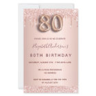 80th birthday rose gold invitation 