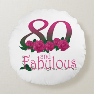80th birthday Round Throw Pillow (16")