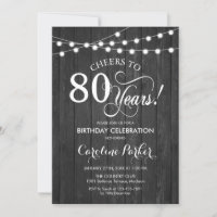 80th Birthday - Rustic Gray Wood Pattern