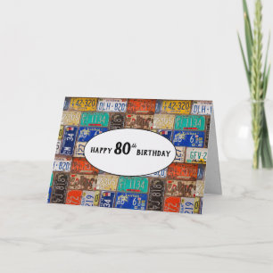 80th Birthday Rusty License Plates Card